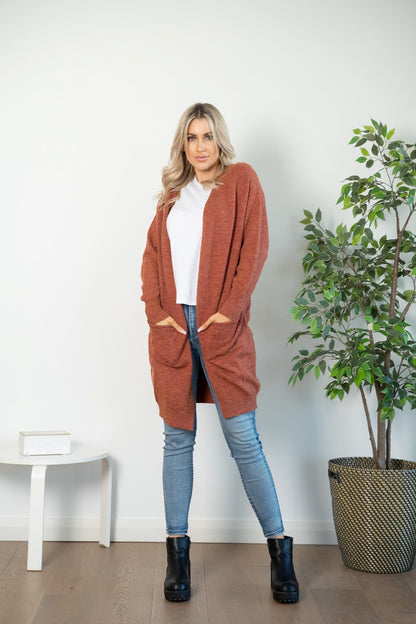 Wool mix over size cardy- Rust