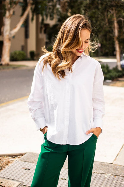 Cotton loose fit shirt- white