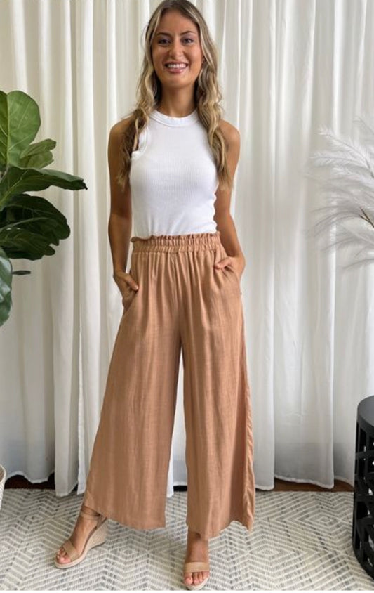 Jessie linen pants tan