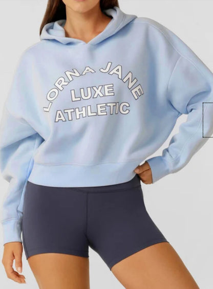 Lotus Limited Edition Cropped Hoodie- Toulouse Blue