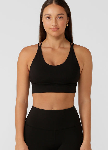 Lotus Longline Sports Bra- Black