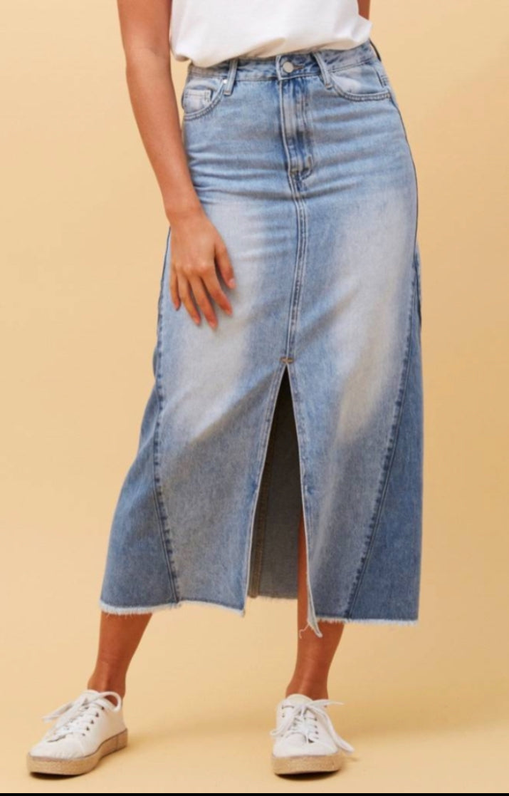 Elsie long denim skirt