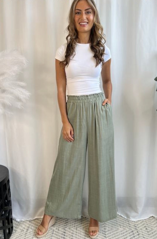 Jessie linen pants khaki