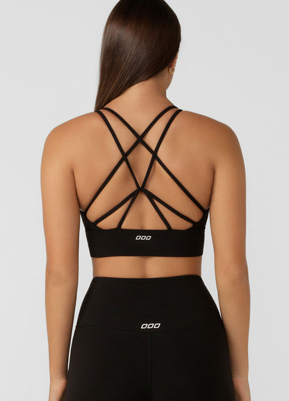 Lotus Longline Sports Bra- Black