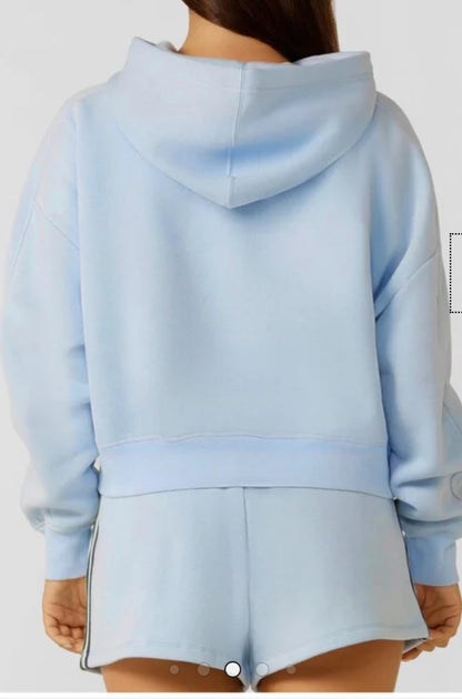 Lotus Limited Edition Cropped Hoodie- Toulouse Blue