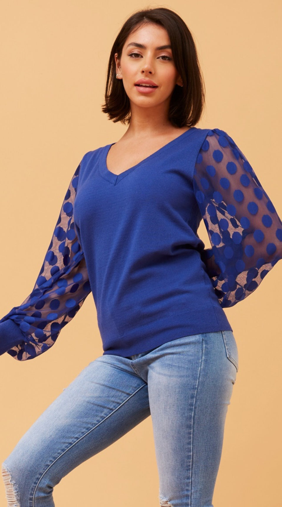 Henrietta polka dot jumper- cobalt blue