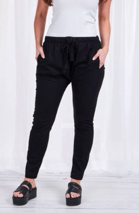 Black casual tie up pants