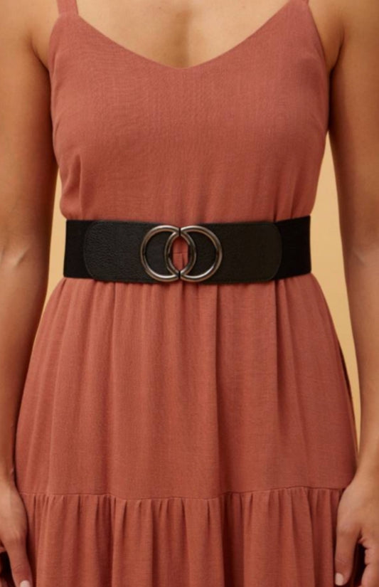 Double circle stretch belt- black