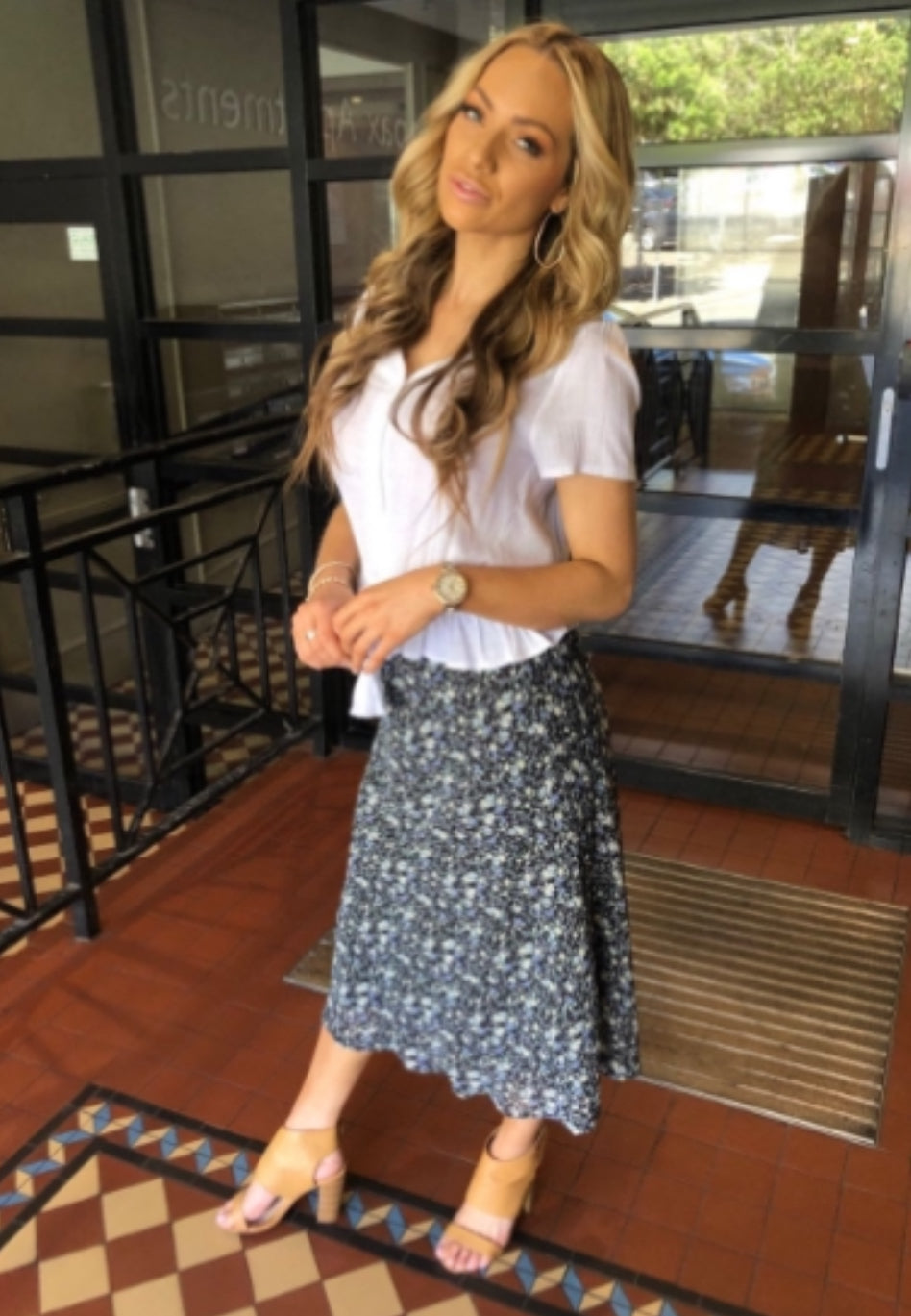 Floral chiffon bias skirt