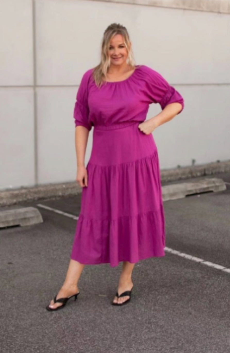 Laura tiered skirt- magenta