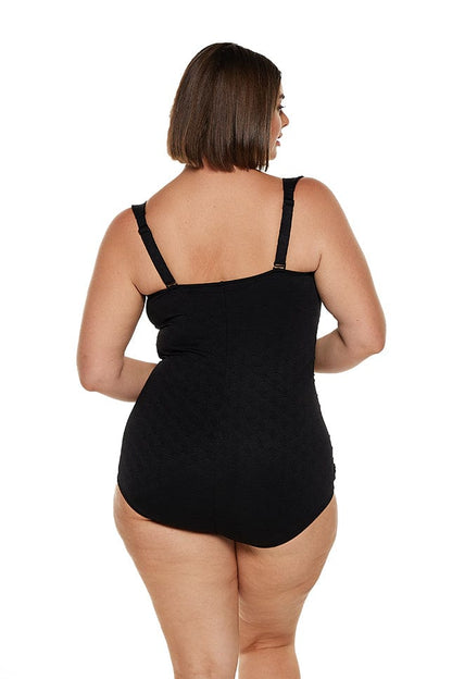 Acapulco retro skirted black one piece