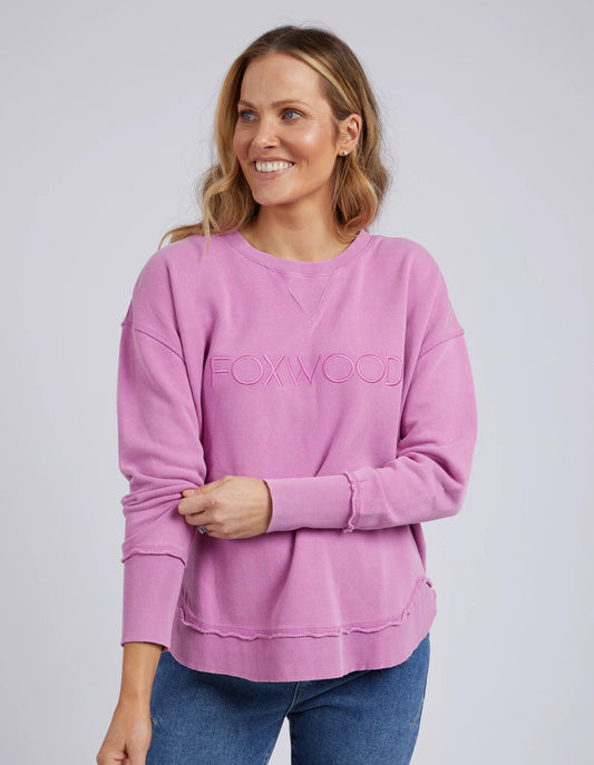 Washed Simplified Crew- Fuschia