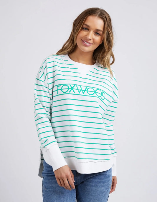 Simplified Stripe Crew- Green