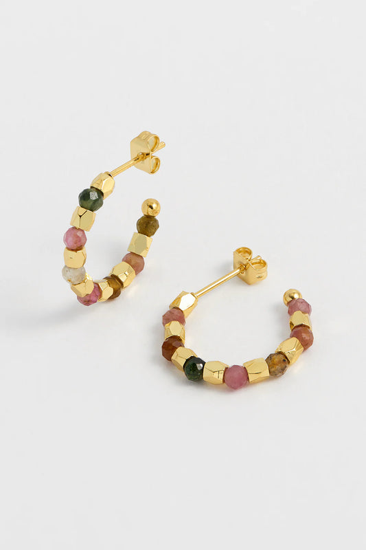 Coco & tourmaline hoop earrings - gold