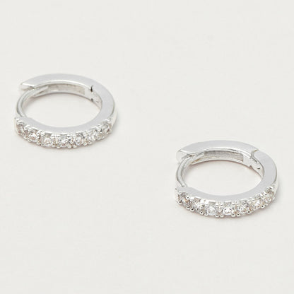 Pave CZ hoop earrings -silver