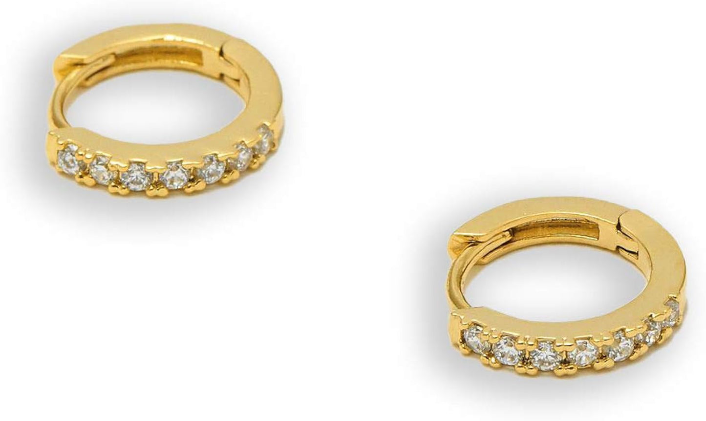 Pave CZ hoop earrings- Gold