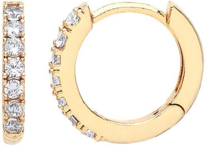 Pave CZ hoop earrings- Gold