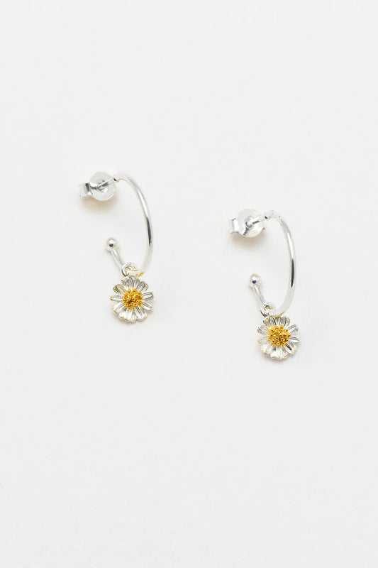 Wildflower Drop Hoop Earrings