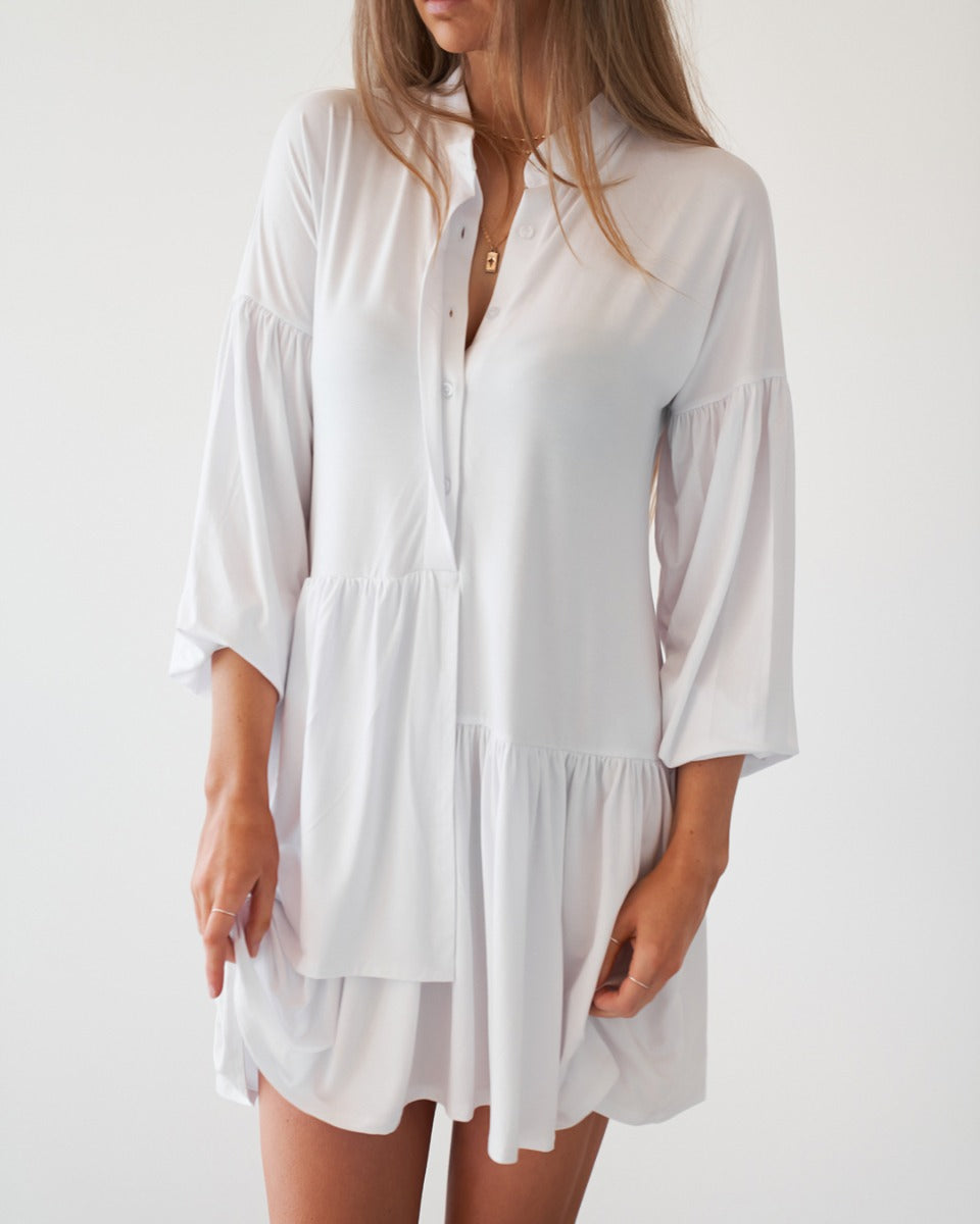 Alia long sleeve dress- white