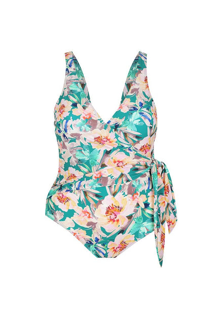 Maui floral faux wrap one piece