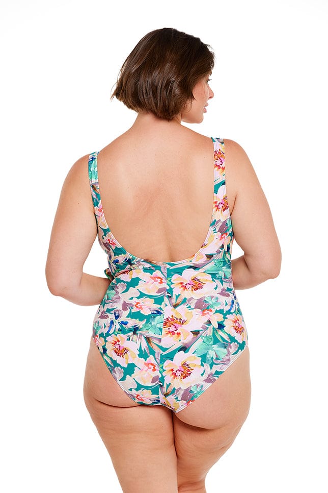 Maui floral faux wrap one piece