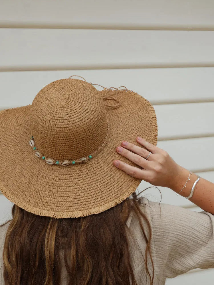 FLOPPY COWRIE SHELL SUN HAT - SEYCHELLES - NATURAL