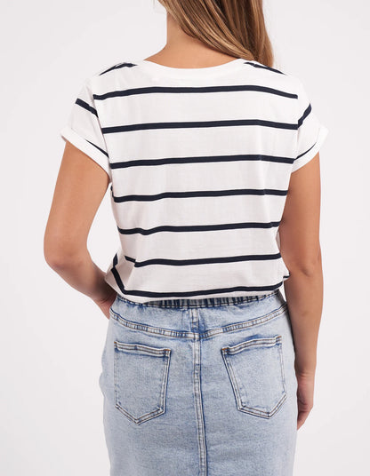 Manly Stripe Vee Tee White/ Navy Stripe