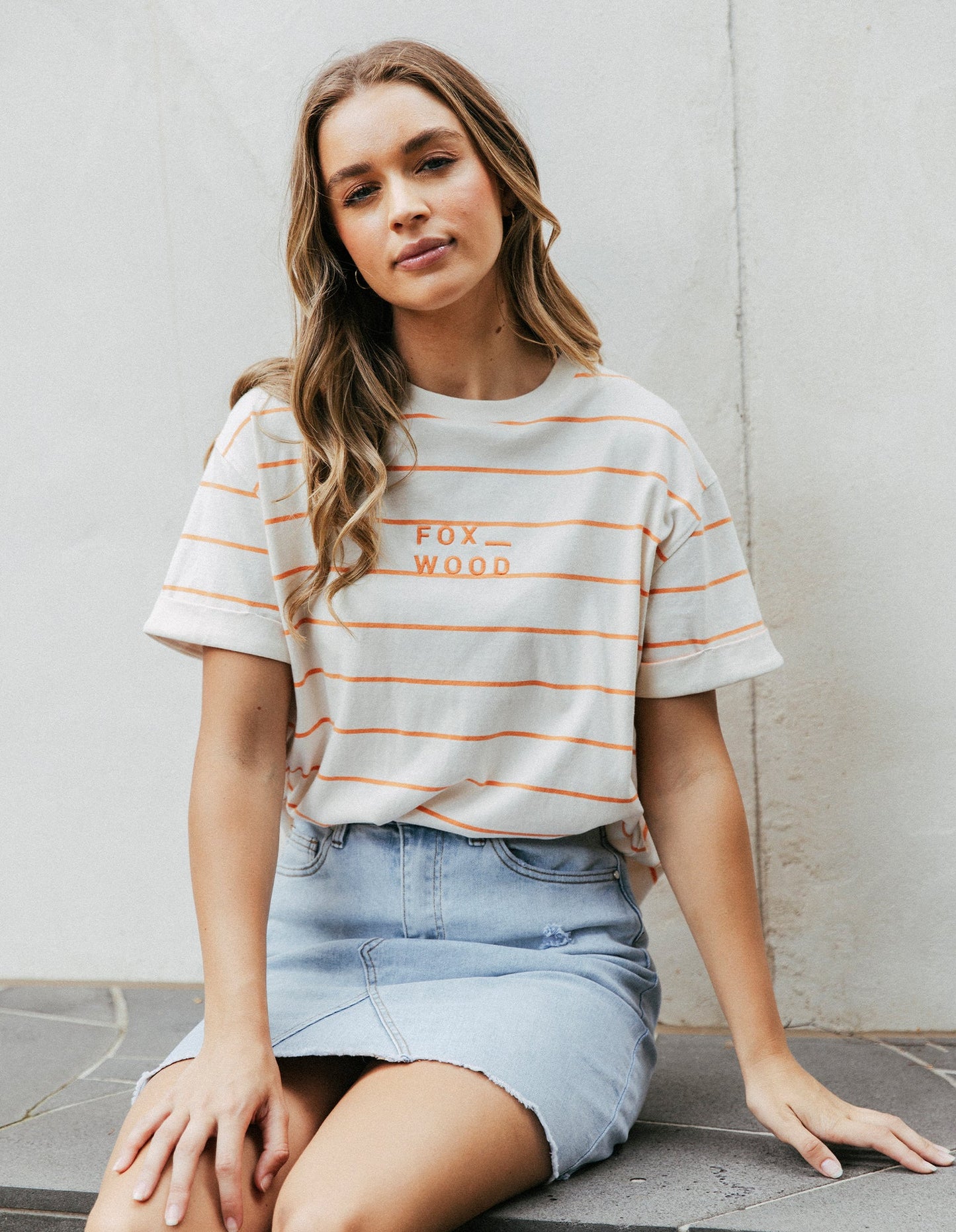 Huntleigh Stripe Tee Orange White Stripe