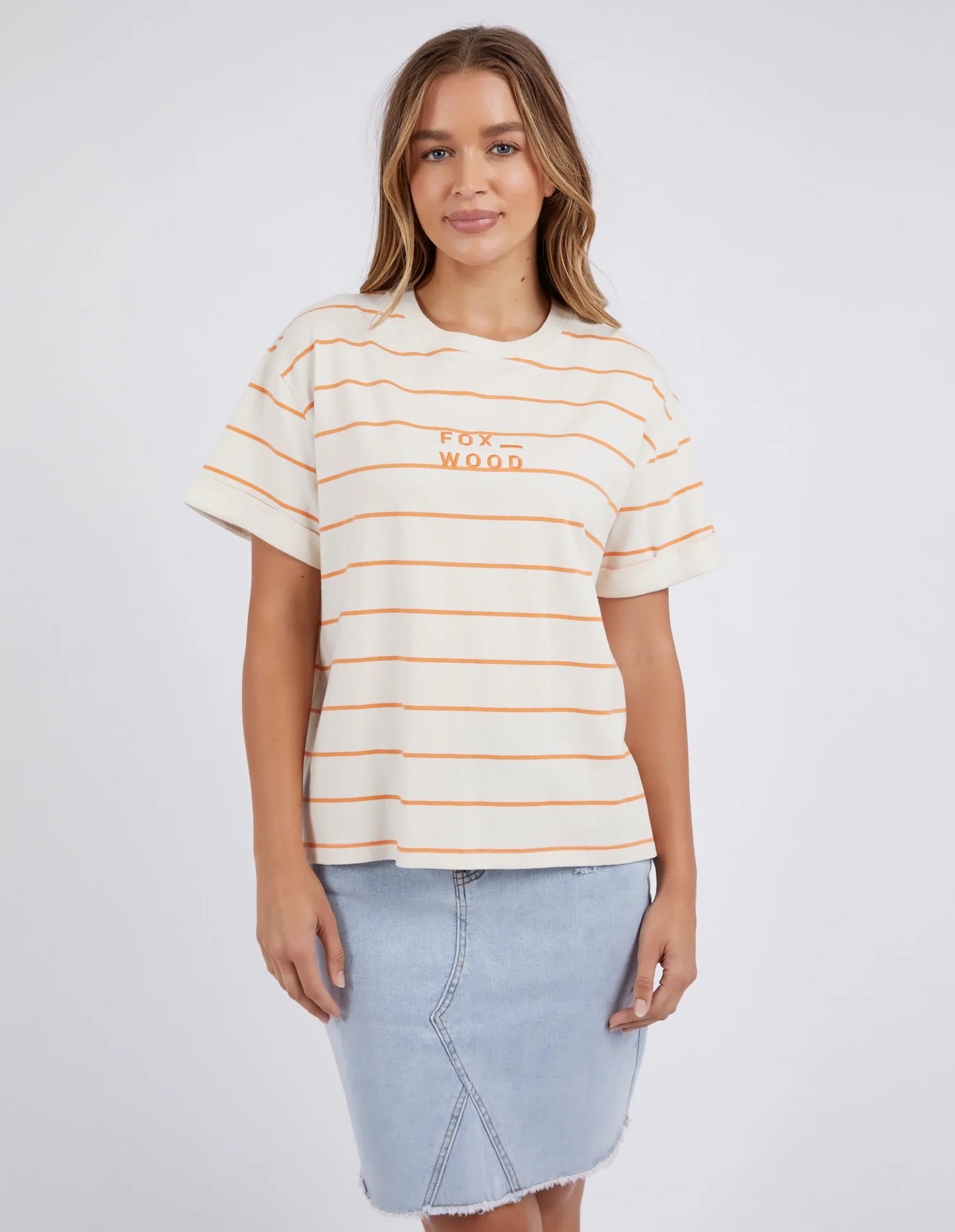 Huntleigh Stripe Tee Orange White Stripe