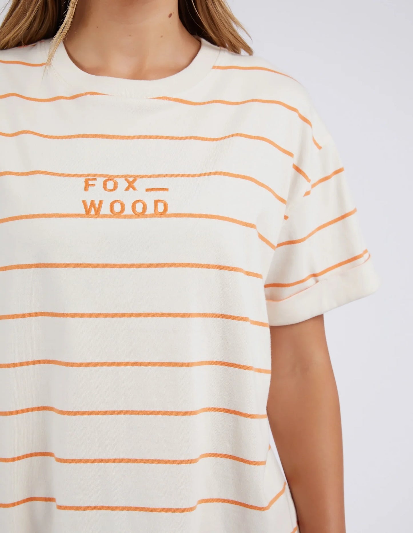 Huntleigh Stripe Tee Orange White Stripe