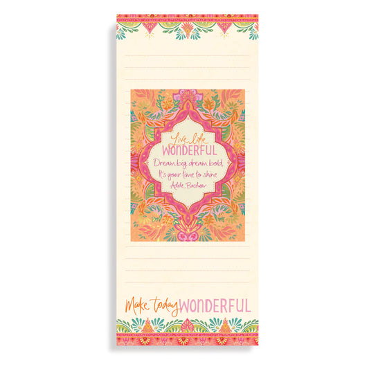 Live life wonderful magnetic list pad set