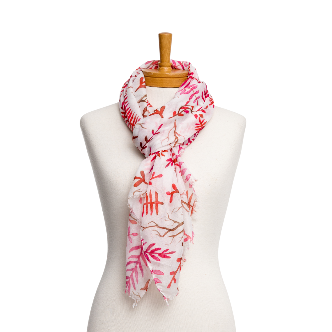 Pink Leaves Scarf