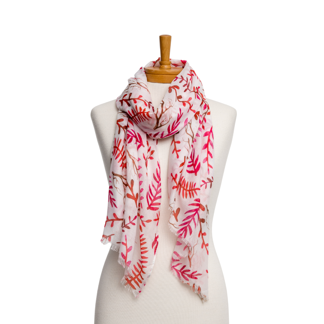 Pink Leaves Scarf