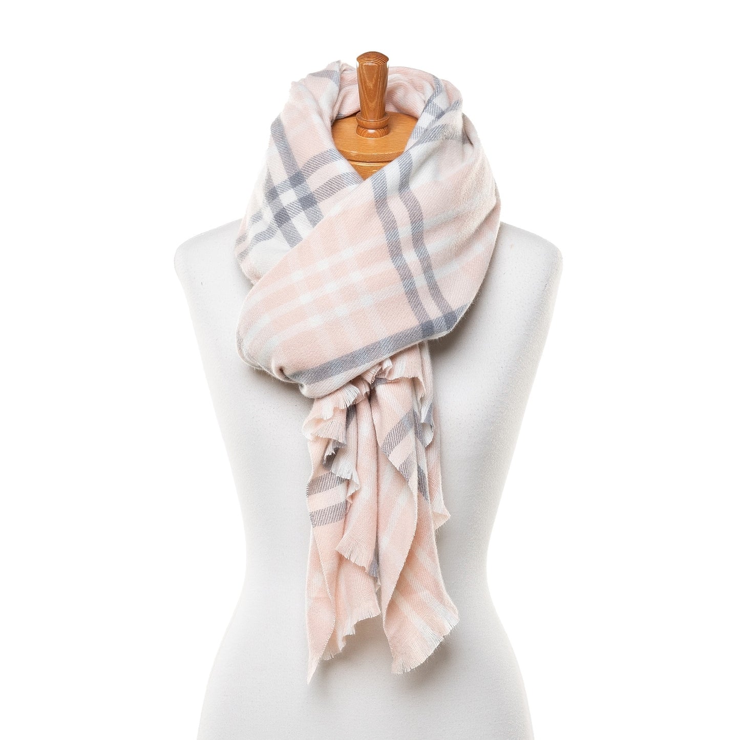 Winter Pink Thin Plaid Scarf