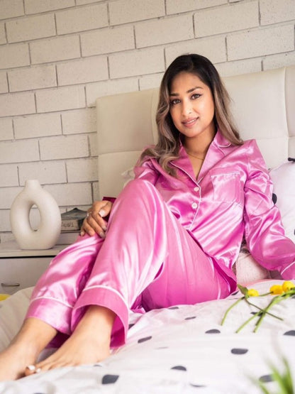 Adore long sleeve sleep set- hot pink