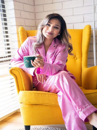 Adore long sleeve sleep set- hot pink