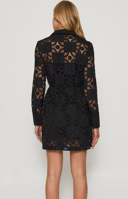 Lace embroidery shirt dress