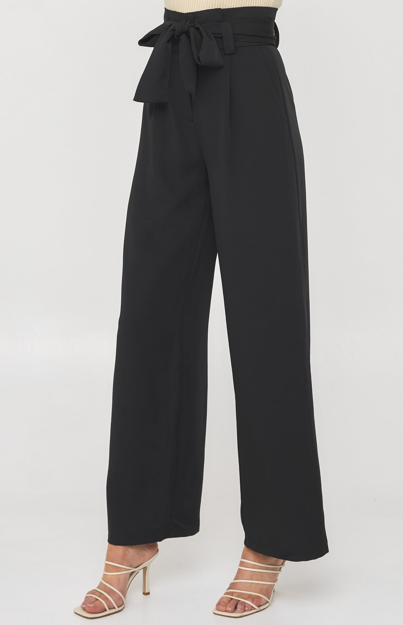 Wide Leg Pants-Black