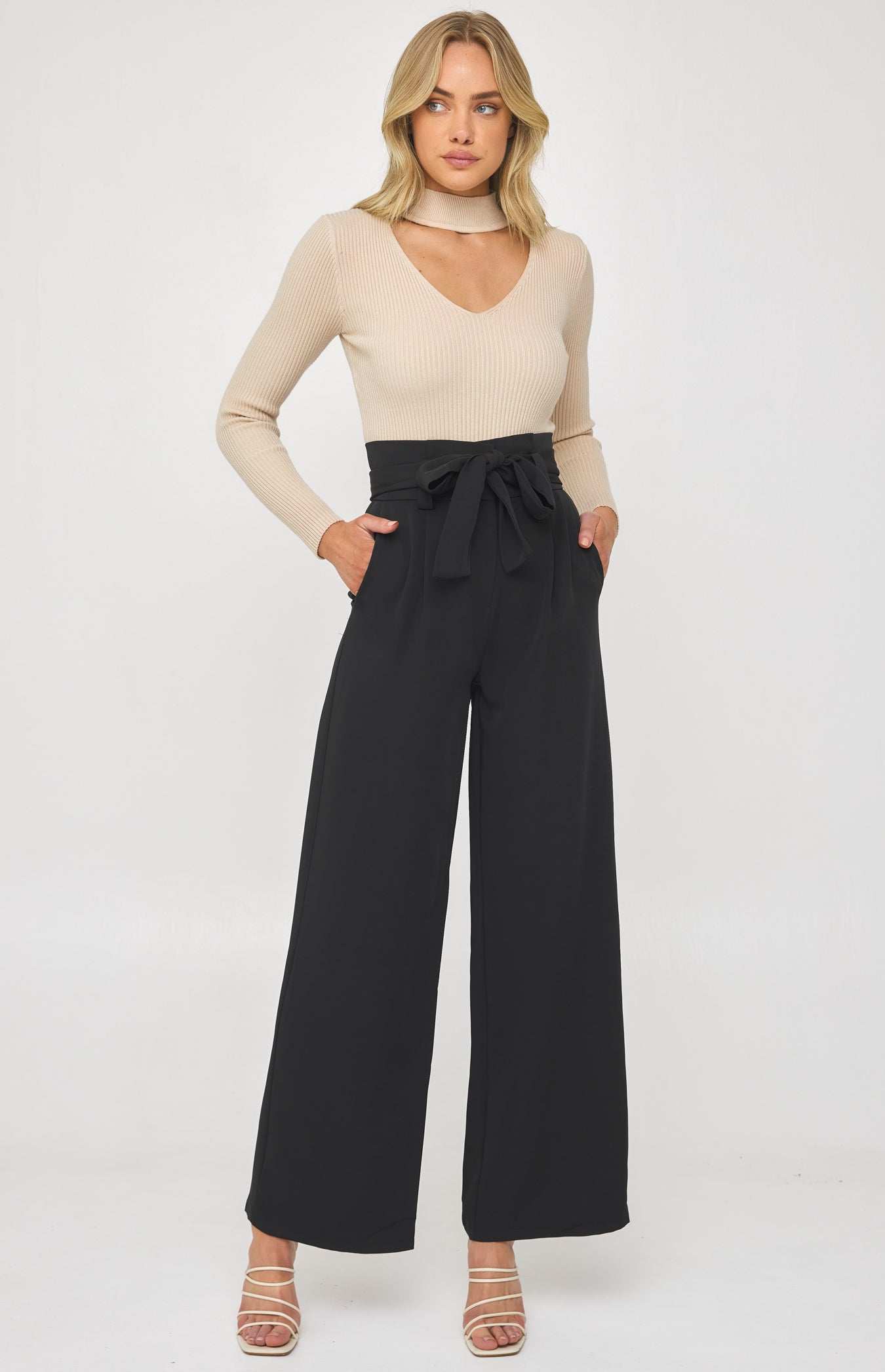 Wide Leg Pants-Black