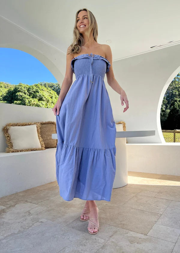 Armelle Maxi Dress- Heron Blue