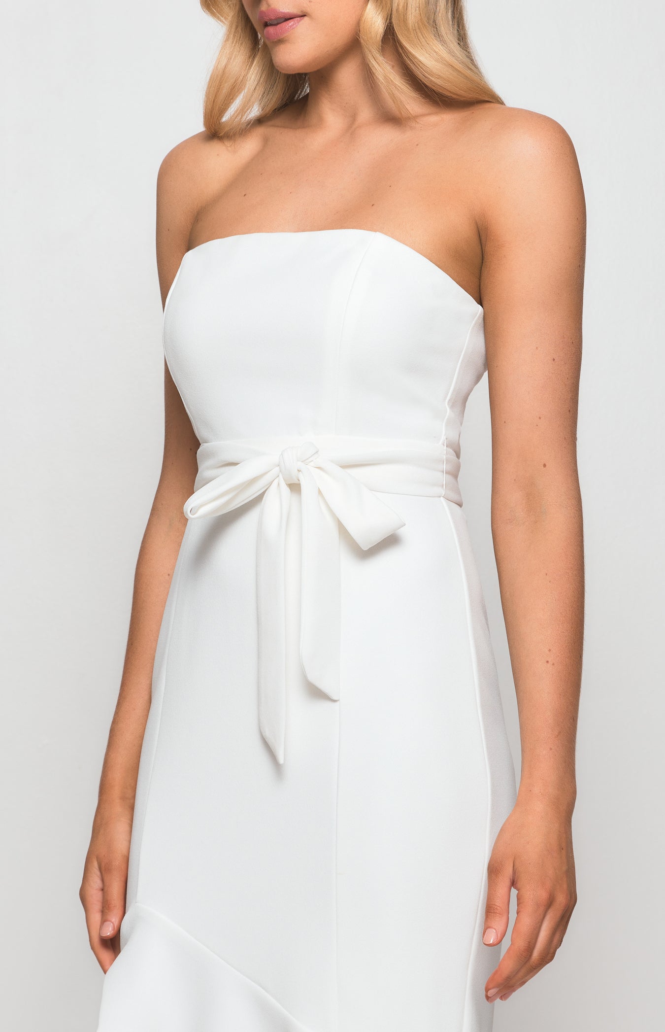 Cascade white midi dress